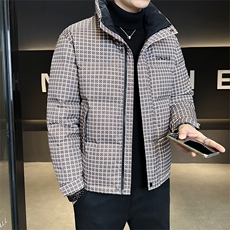 标50绒店主风2025新款男士格子立领羽绒服2503-P195(控券后288)，男装羽绒服，电商B328