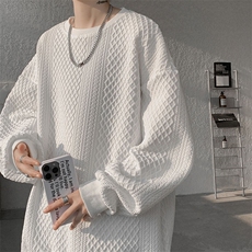 卫衣男春季新款港风宽松提花圆领套头长袖上衣WY8062-特P35，男装卫衣，星座214-3