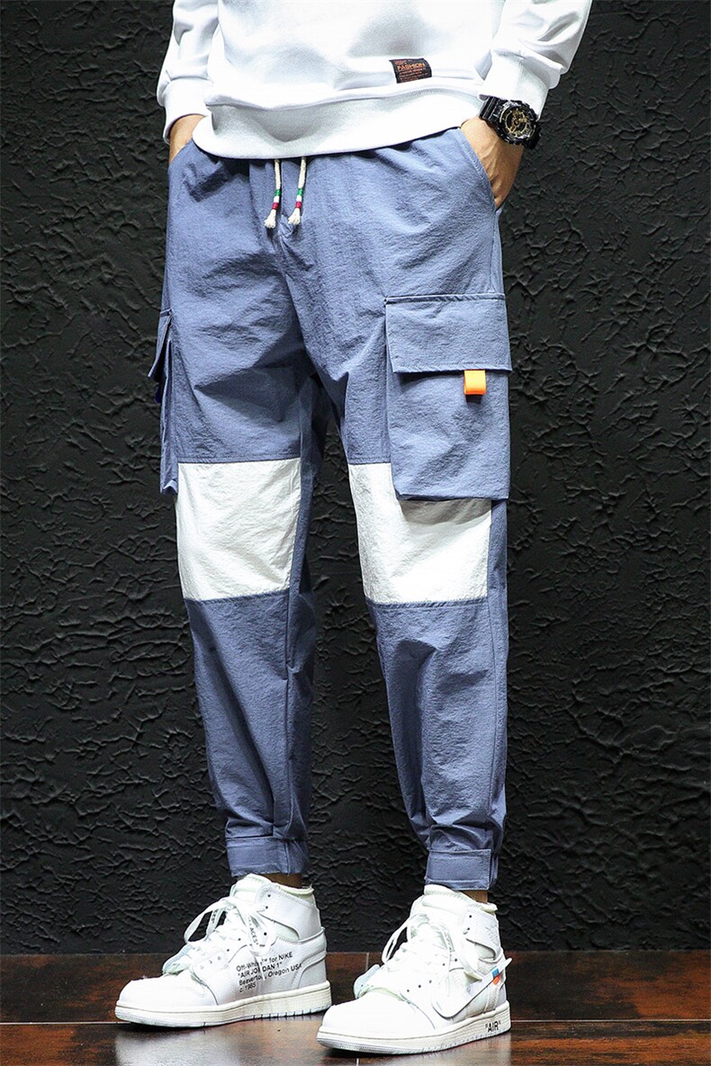 秋季原创大码胖子日系工装长款宽松薄款抽绳休闲裤潮A,男装休闲裤,电商A089-1