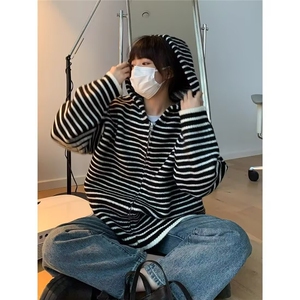 百搭日系时尚流行潮流气质慵懒开衫卫衣原宿文艺简约新款ins图片