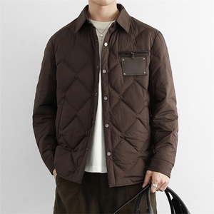 商务通勤轻薄款羽绒服  男士轻便保暖衬衫式时尚翻领羽绒服外套潮图片