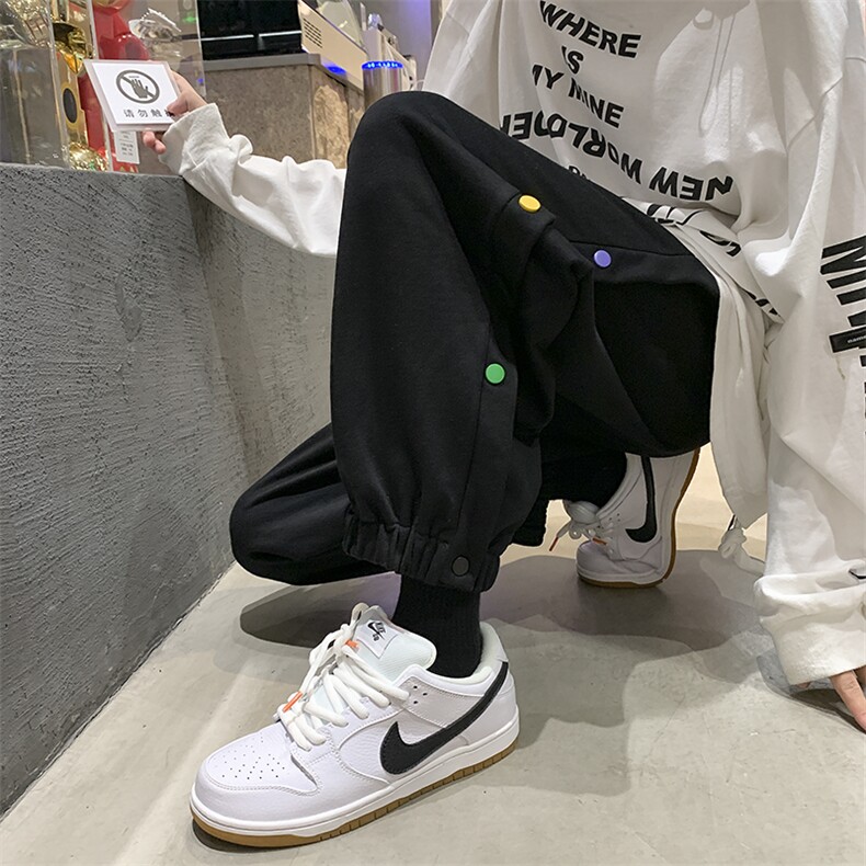 休闲裤男秋韩版排扣阔腿裤港风潮牌宽松束脚裤A125-DK911-P50,男装休闲裤,电商A125