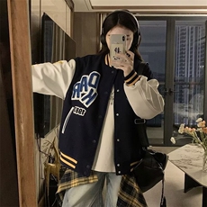 W1030-P55潮牌刺绣字母棒球服外套2025春秋季新款美式情侣，男装T恤，电商B323A