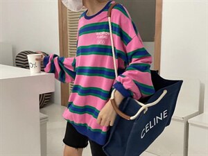 春季新款条纹大版休闲卫衣,女装卫衣/绒衫,JIAN.Z 简.站