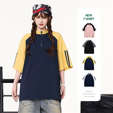 半拉链POLO衫短袖T恤男夏季小众设计感衬衫领半袖上衣，男装衬衫，星座1206（原A206）