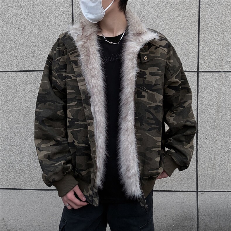 冬季重磅新立领迷彩座山雕棉衣男装痞帅毛毛领棉服外套S377-特125,男装棉衣,电商A233-1
