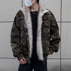 冬季重磅新立领迷彩座山雕棉衣男装痞帅毛毛领棉服外套S377-特125，男装棉衣，电商A233-1