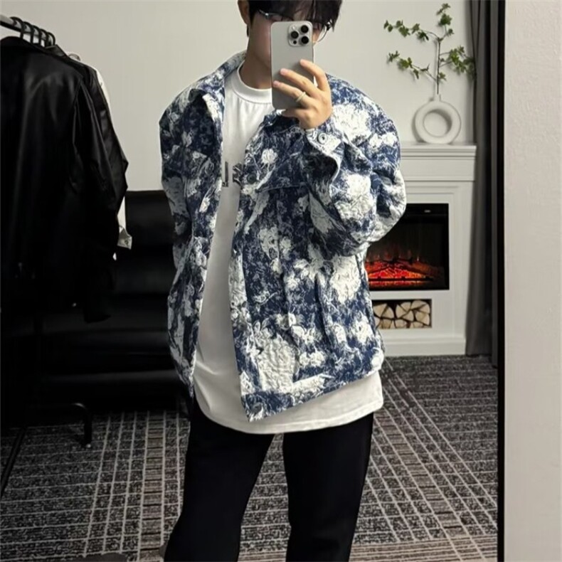 潮牌提花垫肩夹克男秋季美式高街vibe牛仔外套痞帅上衣-WT39-p58,男装夹克,星座601-2