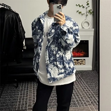 潮牌提花垫肩夹克男秋季美式高街vibe牛仔外套痞帅上衣-WT39-p58，男装夹克，星座601-2
