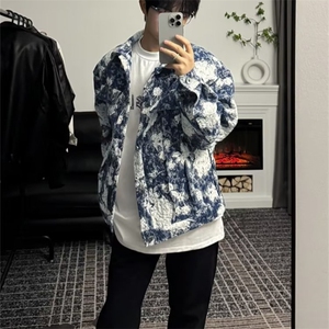 潮牌提花垫肩夹克男秋季美式高街vibe牛仔外套痞帅上衣-WT39-p58图片