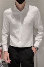 高级感秋季新款提花痞帅男士长袖衬衫男修身上衣301A-1/C08/P55，男装衬衫，星座301A-1