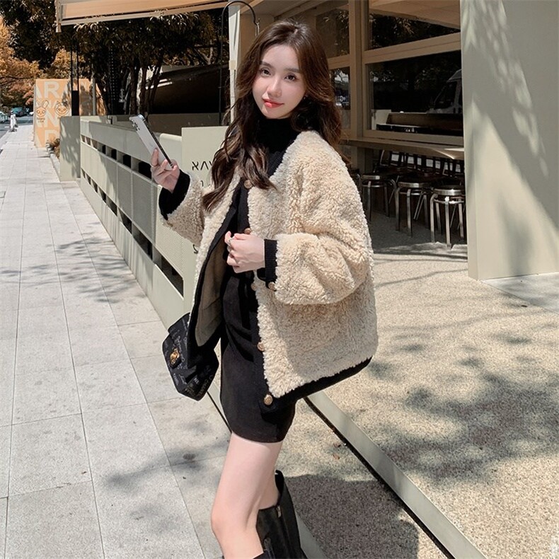 【现货】小个子宽松羊羔毛外套2255-P205-K288,女装毛呢外套,浙宝189
