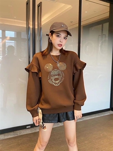 爱美欧 现货 烫钻花边卫衣图片