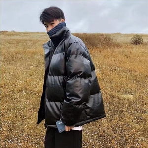 【有货】DH114-P80冬季男棉衣立领PU皮衣外套加厚面包服ins宽松图片