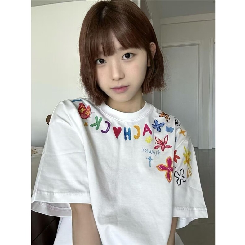 美式潮牌涂鸦印花短袖t恤男女夏季2025新款宽松上衣BA16-P33，男装T恤，星座208-5