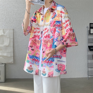 8XL-M 特大码古巴领花衬衫男复古夏威夷情侣沙滩短袖衬衣CS514P35图片