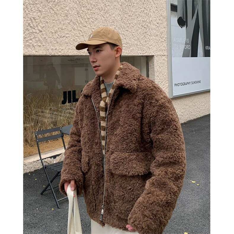 WT161-P170羊羔毛外套秋冬季男士加厚保暖时尚环保潮流百搭大衣,男装棉衣,星座1501-3