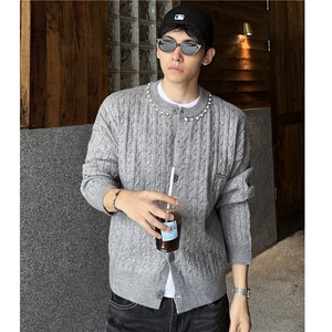 简约纯色针织衫男女同款早秋百搭宽松上衣外套12085-63图片