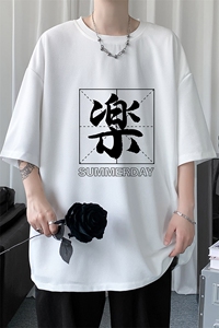 HT73197-P22 华夫格t恤男短袖男大码五分袖  短句风图片