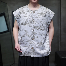 25春季新款高品质新中式男士无袖马甲提花开衫A021-MJ01-P70控98，男装背心/马甲，电商A021
