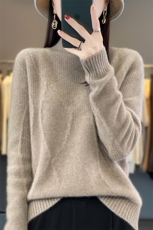 半高领毛衣女秋季新款时尚纯色简约百搭羊毛针织衫，女装羊毛衫，暖圣羊羊绒
