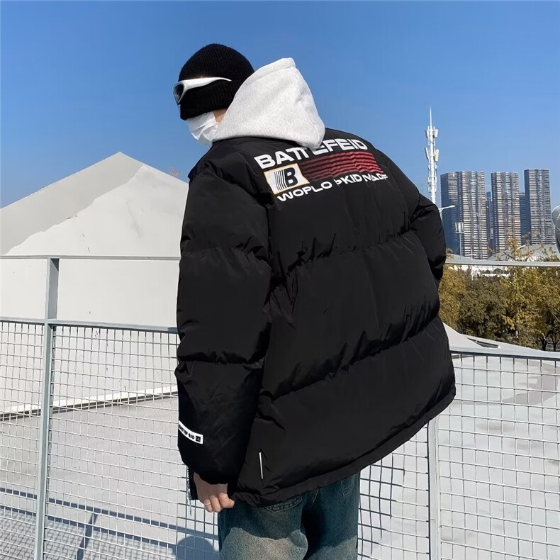 冬季保暖加厚立领情侣手塞棉字母印花棉衣外套XZ212-QMY233-P85，男装棉衣，星座212