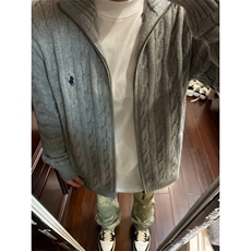 老钱风菱格开衫针织衫男秋季撞色条纹立领毛衣外套高级感潮牌外套，男装针织衫/毛衣，星座601-1
