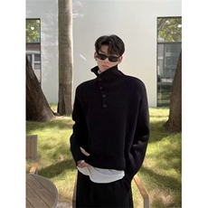 JY631-P62高领毛衣男女韩版纽扣设计套头休闲打底针织毛衫网图，男装T恤，星座1501-3