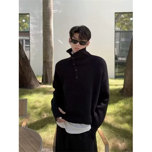 JY631-P62 高领毛衣男女韩版纽扣设计套头休闲打底针织毛衫 网图图片
