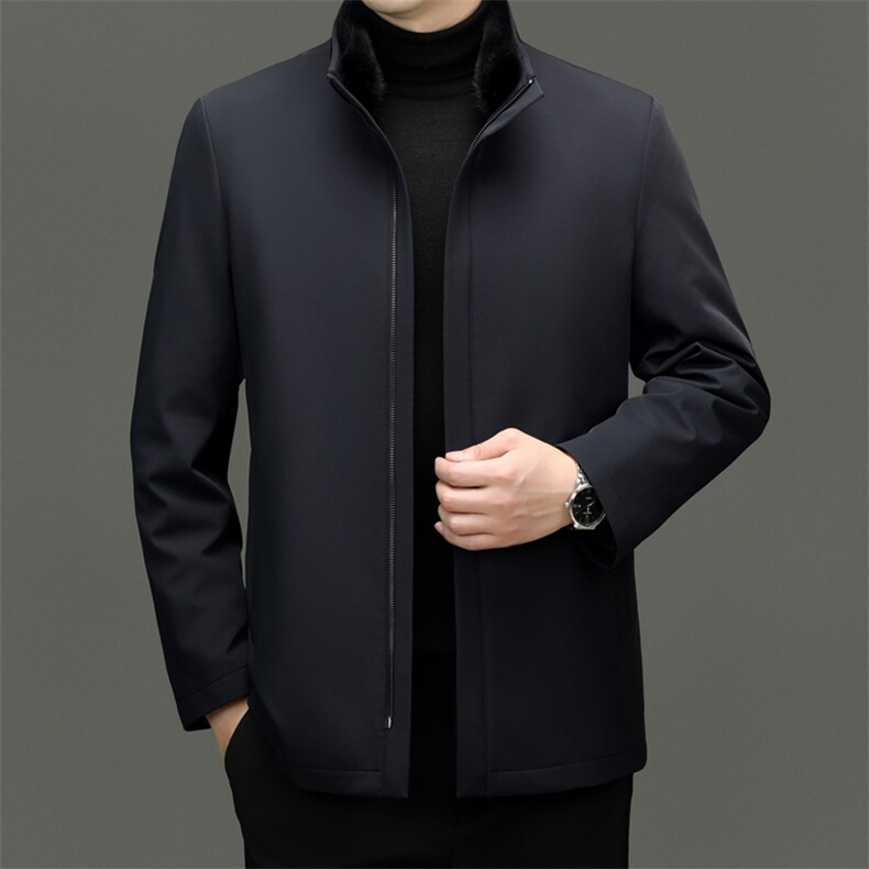 XL-PK0022秋冬男士新款夹克可脱卸兔毛内胆水貂领大衣保暖派克服，男装夹克，电商B360
