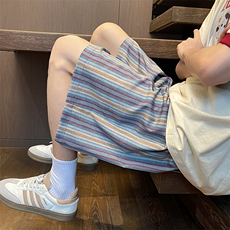 日系复古冰丝短裤男夏季条纹速干五分裤子-A2126TP22无差价控38，男装牛仔裤，电商B241