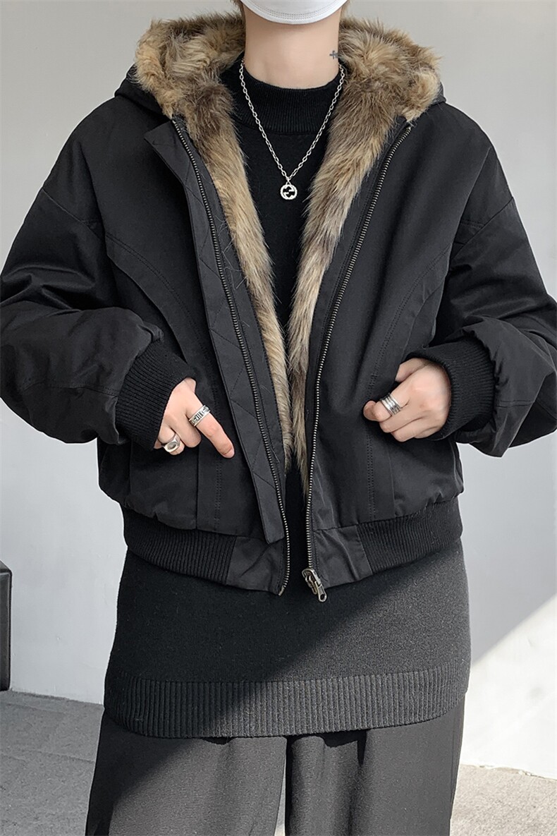 8XL-M复古双面加厚毛绒皮草短款工装派克服外套MY1707P158控188,男装棉衣,电商D206-1