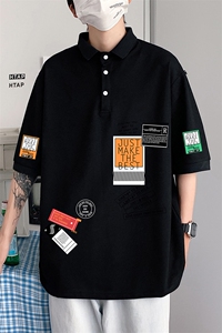 PL57121-P35 翻领短袖polo衫男大码胖子半袖t恤男有领保罗衫 模特图片