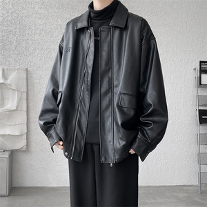 8XL-M 皮衣外套男港风复古美式加绒加厚皮夹克机车PY858P95控128图片