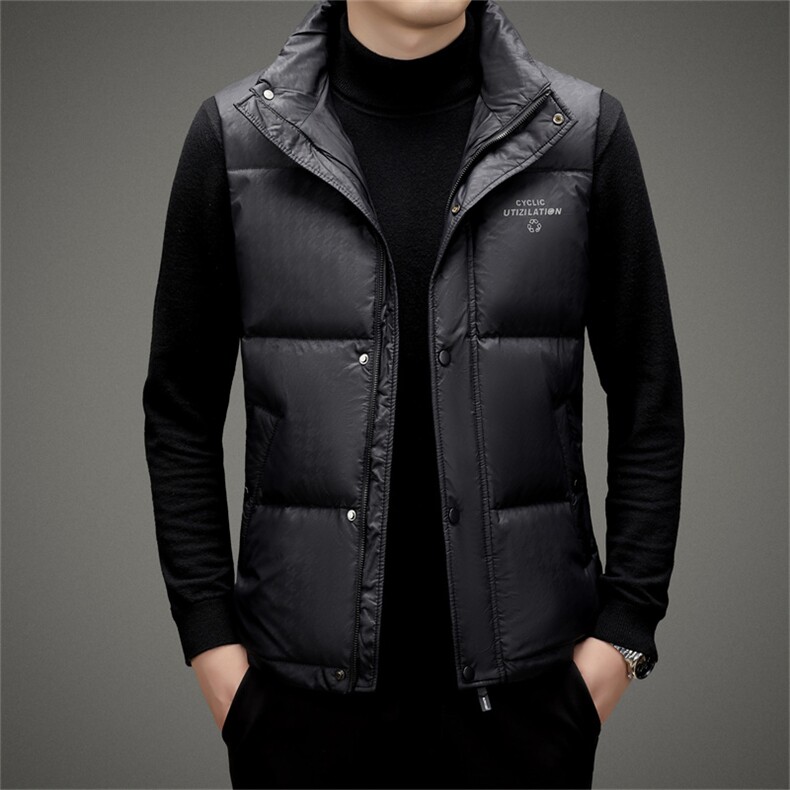 2023冬季新款男士休闲羽绒马甲外套男装保暖加厚白鸭绒潮流上衣，男装背心/马甲，电商B212（原钱塘6029）