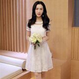 优雅红色蕾丝连衣裙显瘦修身时尚气质甜美淑女风，女装连衣裙，贵人树