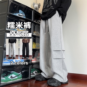 特批P45无差价秋季空气层人棉卫裤男糯米裤休闲百搭拖地长裤K1652图片