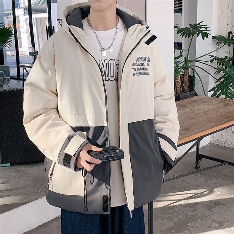 中性风连帽撞色棉服冬季cityboy加厚棉衣男女同款M8884-P95图片