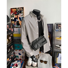 高品质牛仔条纹衬衫潮牌长袖衬衣潮流宽松休闲外套CS017-P30，男装衬衫，星座301C-5