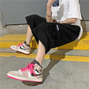 运动裤子高街潮ins日系七分阔腿裤工装短裤男女夏季外穿D650-P28图片