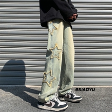 XZ616春季新款外景黄泥色星星牛仔裤TY517P55控68，男装牛仔裤，星座512A（原616）