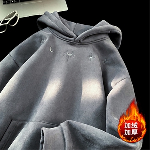 加绒麂皮绒DC5313-TP65 控价88冬季新款潮牌刺绣卫衣加厚保暖上衣图片