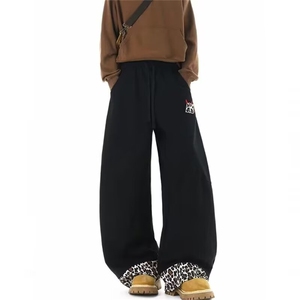 刺绣弯刀裤男生2026新款阔腿宽松卫裤小众设计感长裤子MK3872 P48图片