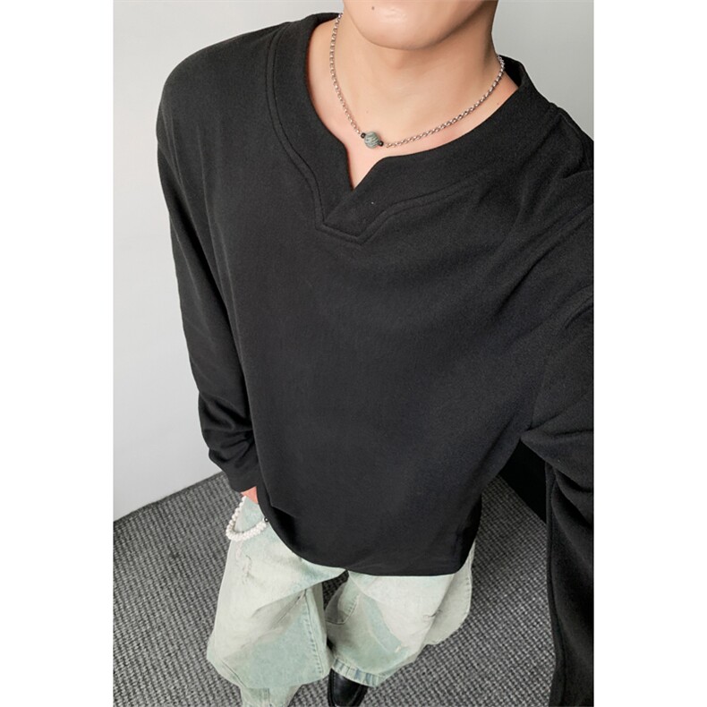 2025秋冬新款港风内景大码V领德绒打底衫M-5XHT25780-特P20，男装T恤，电商A022