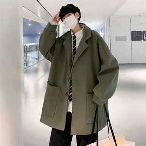 毛呢大衣男韩版潮流中长款2023秋冬季新款ins宽松帅外套W3209-P50图片