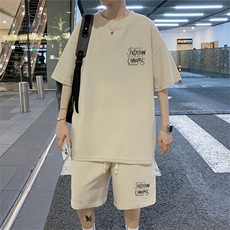 ！2024夏季新款男士华夫格短袖T恤套装青少年半袖HTZ42P55，男装T恤，电商B220