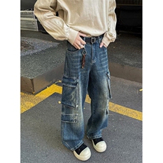 多口袋工装阔腿牛仔裤男春秋季美式N1127P55，男装牛仔裤，星座1116-2
