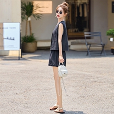牛仔短裤套装女2025夏新款小个子大方得体休闲减龄无袖一整套穿搭，女装套装/套裙，瑶迪依秀