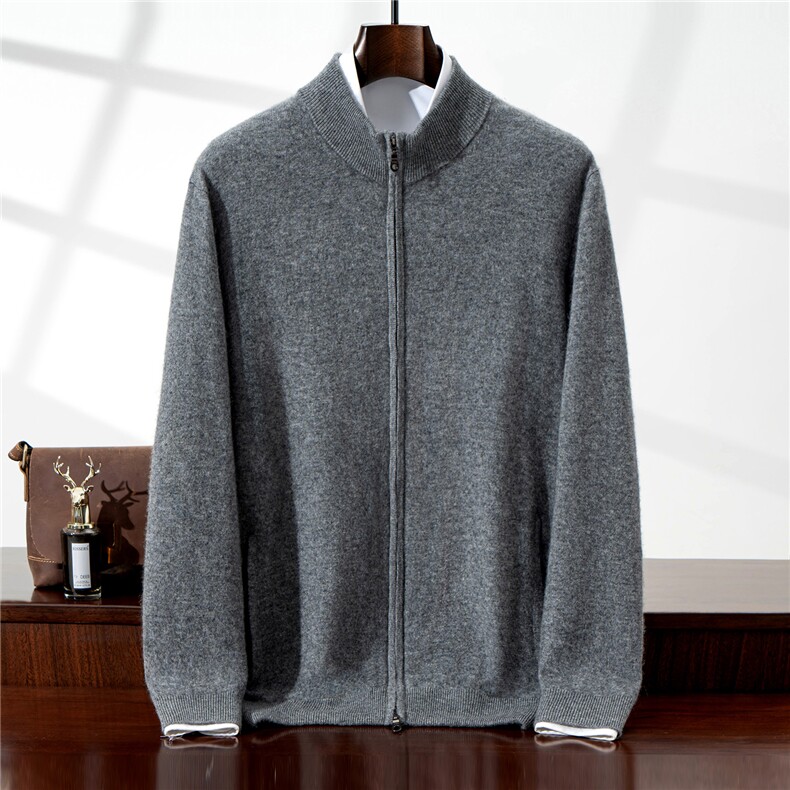 2025百搭时尚简约带兜开衫，男装羊绒套衫，铂欧羊绒