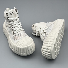 A1119-P295夏季真皮大头小白鞋网面透气高帮板鞋男厚底时尚男鞋，男鞋靴子，星座1407-6